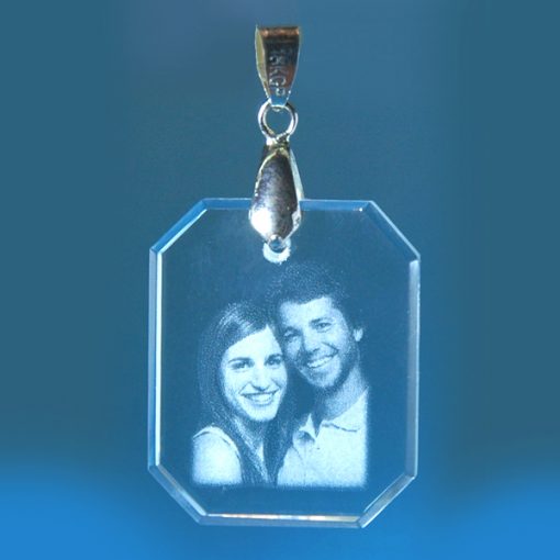 2D Crystal Photo Rectangle Pendant